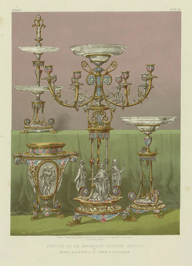 INTERNATIONAL EXHIBITION. Enamelled dessert service Elkington Birmingham 1862